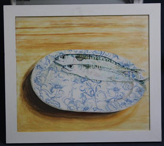 Diana Cumming (b.1929) Fresh mackerel, 20.5 x 24in.